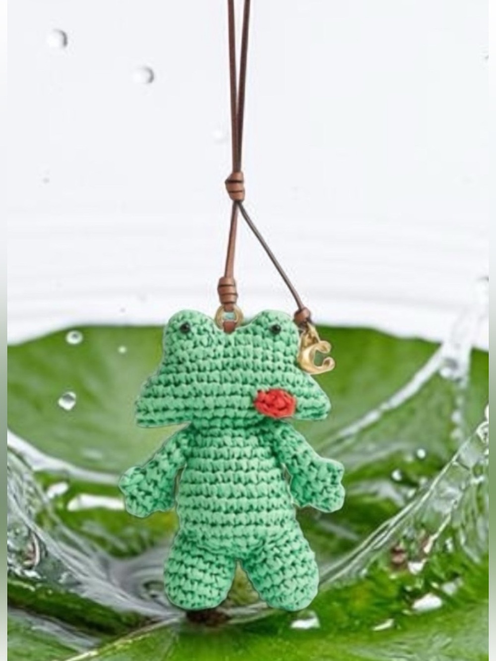 Coach frog bag charm straw NWT
